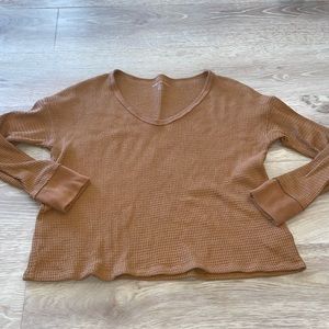 Women’s burnt orange waffle long sleeve